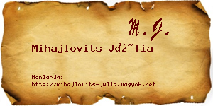 Mihajlovits Júlia névjegykártya